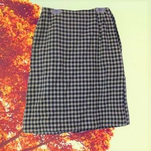 vintage blue plaid wool rockabilly skirt small